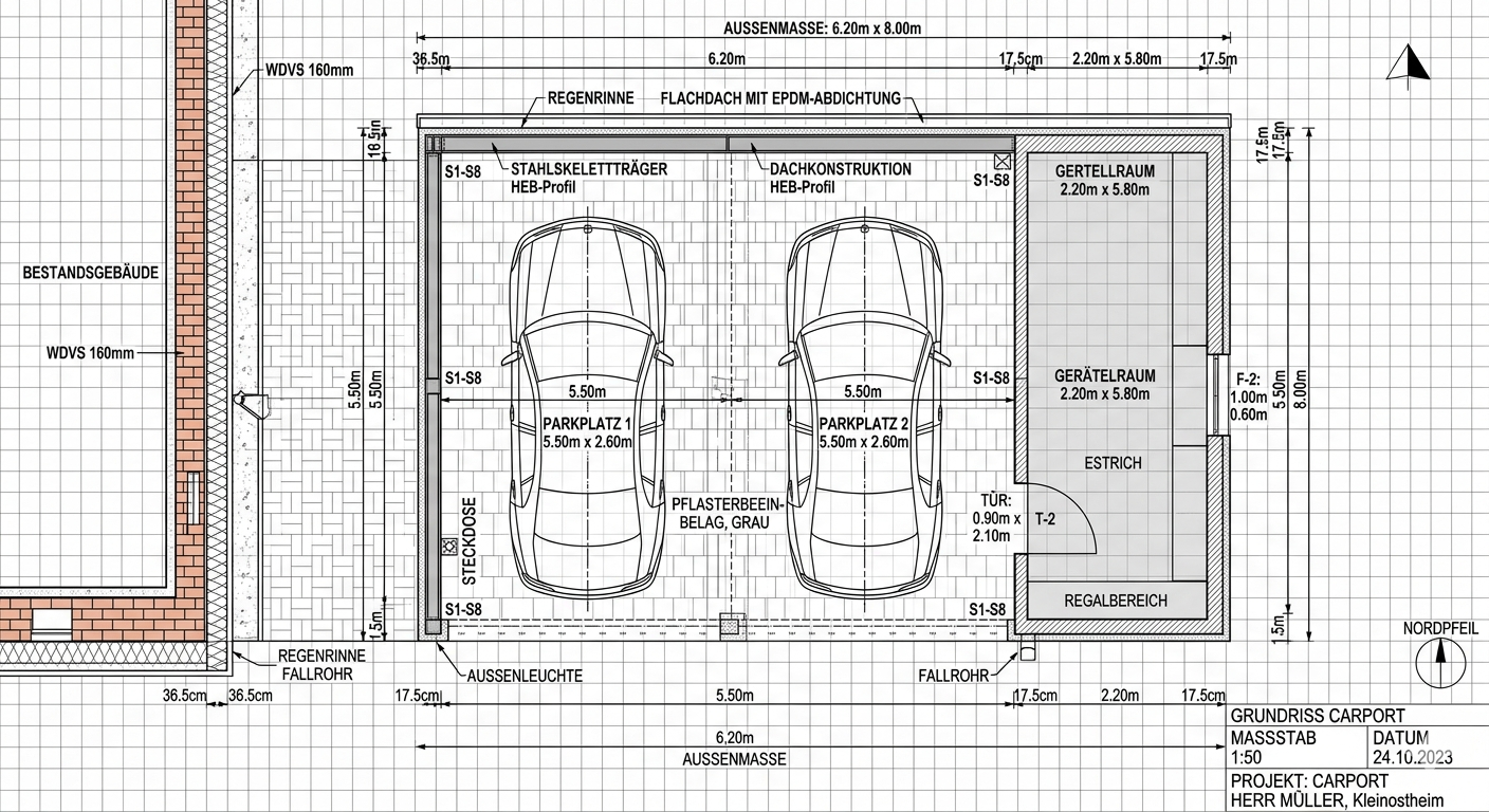 Carport als Grundriss