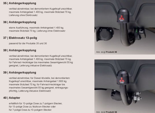 Mitsubishi ASX Anhängelast die Möglichkeiten zur Anhängerkupplung, starr oder abnehmbar Bildquelle: mitsubishi-motors.de